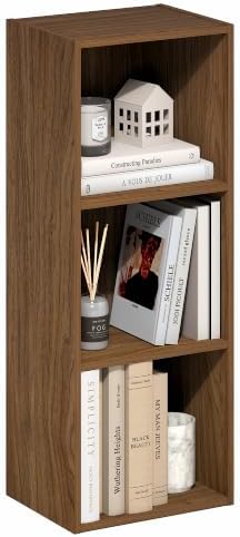 Furinno Luder 3-Cube Book Shelf, Bookshelf, Bookcase, Warm Walnut