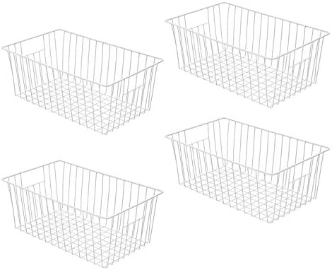 Freezer Basket Organizer, Refrigerator Metal Wire Storage Divider, Household Container Bins with Handles for Kitchen, Pa