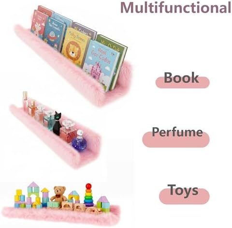 1PC Plush Bookshelf for Kids, Soft Hanging Wall Book Display Shelf