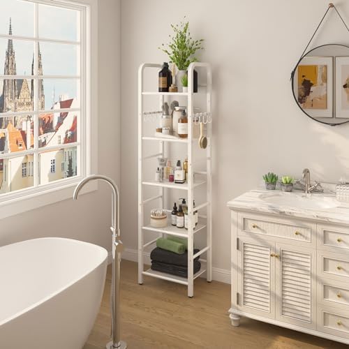 YMYNY 5 Tier Bookshelf, Freestanding Bookcase for Living Room, Bedroom, Home Office, Multi-Functional Storage Rack Organ