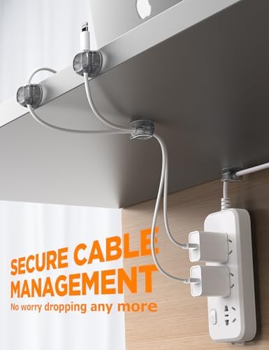 12Pack Cable Clips - Chfeila Latest Dual Spring Cord Organizer with Clasp Lock, [Max Stability] Desk Cable Management, A