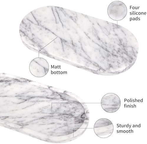 Oval Marble Bathroom Vanity Tray, Lilac, 12" x 6" x 0.8"