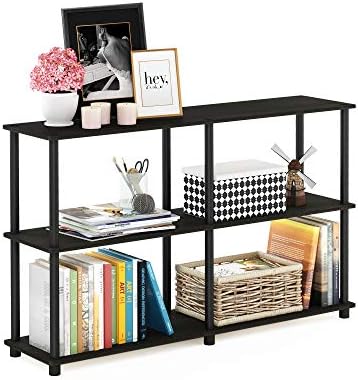 Furinno Turn-N-Tube Toolless Assembly Storage Shelves, 3-Tier 47.4 Inch Book Shelf, Corner Shelf, for Organization and S