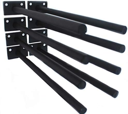 8 Pcs 10" Black Solid Steel Floating Shelf Bracket Blind Shelf Supports - Hidden Brackets for Floating Wood Shelves - Co