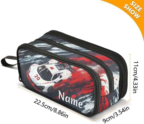 Custom Racing Car Truck Pencil Case Box Boys Girls Personalized Name Large Pencil Pouch Stationery Pen Bag Organizer for Kids Adults School Office