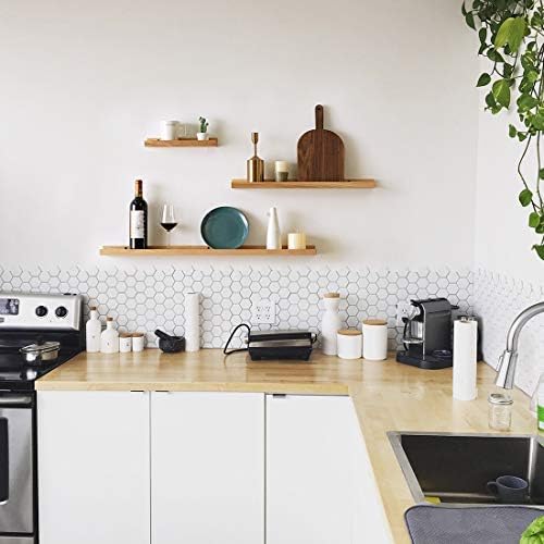 HOMWOO Floating Shelves Natural Wood Wall Shelves Wall Mounted Picture Ledge for Home, Living Room, Bedroom, Bathroom, O