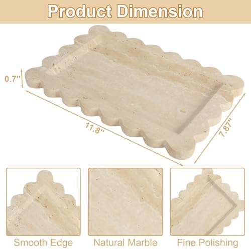 100% Marble Vanity Tray for Bathroom Counter, Kitchen, Coffee 11.8"