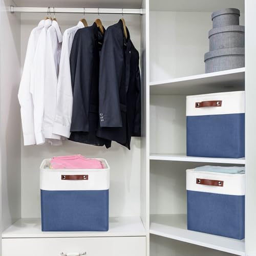 Bagnizer 13x13 Cube Storage Bins, Collapsible Fabric Storage Box, 4 Pack Closet Baskets with Handles for Organizing, She