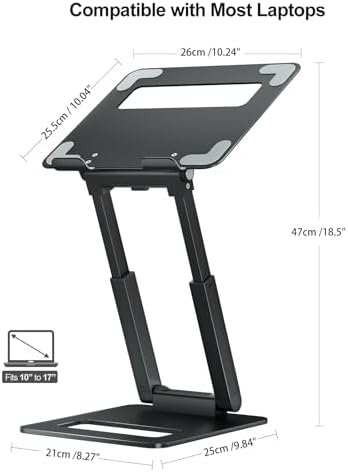 tounee Laptop Stand for Desk Adjustable Height, Telescopic Computer Stand with Pull Out Design Ergonomic Laptop Riser Fi