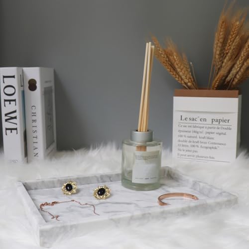 African Natural Marble Tray, 11.8"x7.8" Coffee Table Vanity/Decorative Tray for Jewerly, Watch, Perfume, Rectangle Genui
