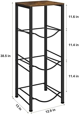 5 Gallon Water Jug Holder 3-Tiers Water Dispenser Stand Rack, Water Bottle Organizer with Storage Shelves for Kitchen Li
