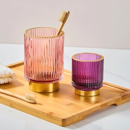 Makeup Brush Holder Organizer,Toothbrush Holders,Desk Pen Pencil Holder,Multifunctional Vintage Glass Brush Cup(A3-16-US