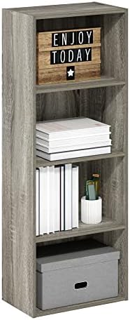 Furinno LUDER 4-Tier Book Shelf, Open Shelves Bookshelf, French Oak