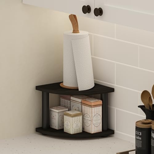 Furinno Turn-N-Tube Kitchen Countertop Organizer, 2-Tier Corner Countertop Organizer Shelf, Corner Shelf, for Kitchen, P