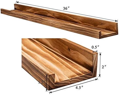 AZSKY Rustic Wood Floating Shelves for Nursery Books Long Wall Bookshelf Photo Picture Ledge Shelf with Lip Wall Shelf f