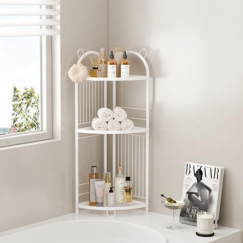 CICUFY Small Corner Shelf Metal Bathroom Corner Shelf 3 Tier Bathroom Stand Toilet Paper Storage Standing Shower Caddy O