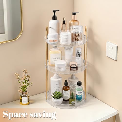 360° Rotating Makeup Organizer Large Capacity Perfume Tray, 2 Tier, Clear