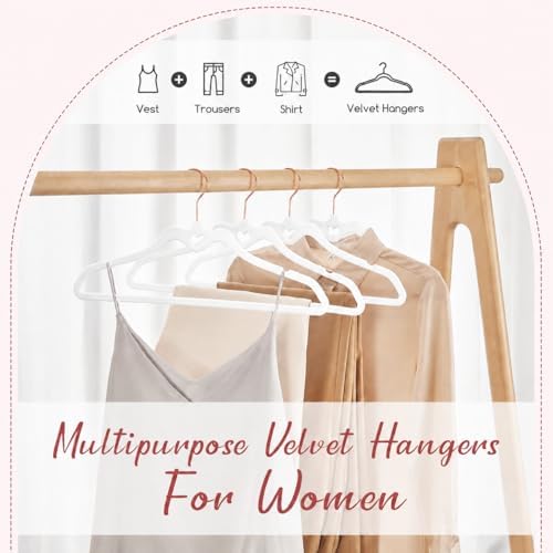 HOUSE DAY White Velvet Hangers 60 Pack, Non Slip Felt Hangers Heart-Shaped
