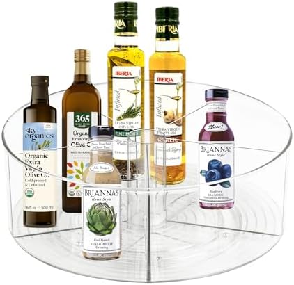 Large Lazy Susan Rotating Turntable Organizer with 5 Dividers - for Kitchen, Bathroom, Cabinet, Pantry, Fridge, Countert