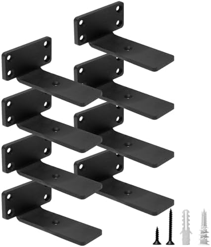 HITOMEN Heavy Duty Floating Shelf Brackets, 4-Inch (1/5'' Thick) Hidden Shelves Hardware, Iron L Brackets, Rustic Indust