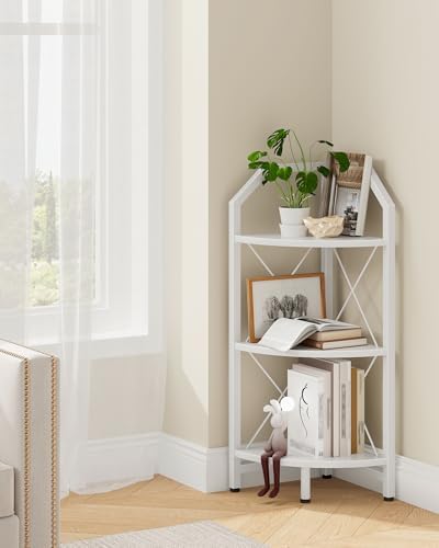 CHOEZON 3-Tier Corner Shelf, Industrial Corner Bookshelf, 35.4" Storage Stand, Plant Stand Display Shelf, Bookcase for B
