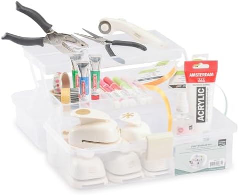 Vaessen Creative Storage Lid and Carry Handle, 3 Tiers, Sorting Box Tools, Crafts, Jewellery, Sewing Accessories or Othe