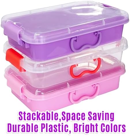 Carolart 3 Pack 12.8 Inch Plastic Storage Bins, Stackable Sensory Bin