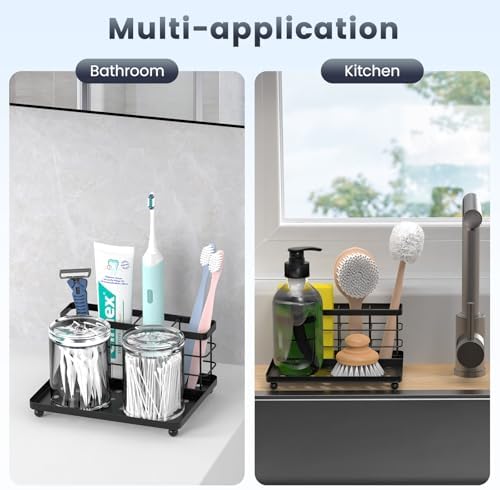 Luxspire Toothbrush Holders for Bathroom, Stainless Steel, 3 Slots, Black
