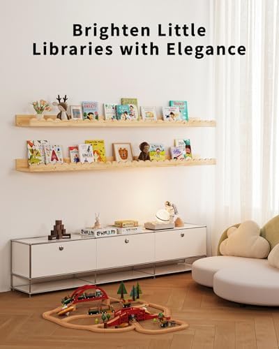 Shario Nursery Book Shelves, 4-Pack White Floating Shelves for Wall Kids, Scalloped Shelves, Wall Book Shelves for Bedro