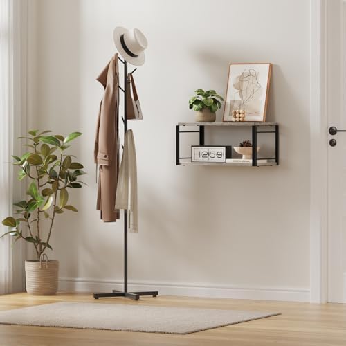Floating Nightstand Wall Shelf, Wood Bedside Shelf Wall Mounted Nightstand Set of 2, Floating Bedside Table for Bedroom,