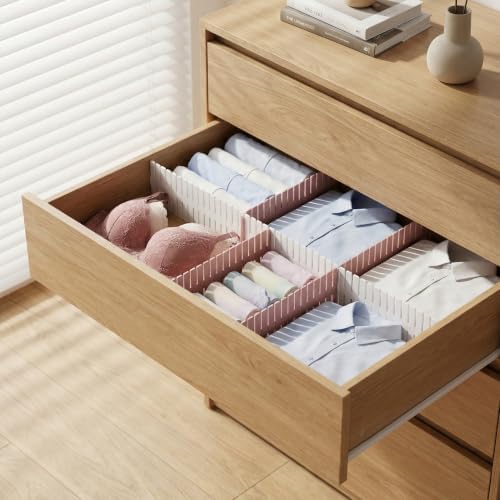 16 Pcs Adjustable Drawer Dividers, DIY Plastic Grid Separators for Clothes, Socks, Underwear, Kitchen and Office, Cuttab