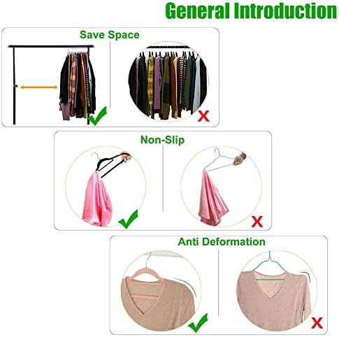 50+10 Pack Non-Slip Velvet Hangers Suit Clothes Hanger Space Saving Hangers 15~20LBS Heavy Duty Hangers 16.5inch