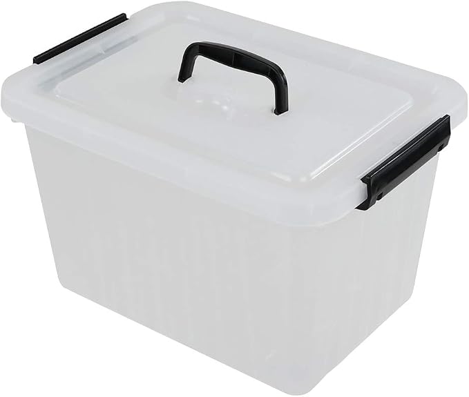 Ramddy 12 Quart Clear Storage Box with Lid and Black Latches, 1 Pack