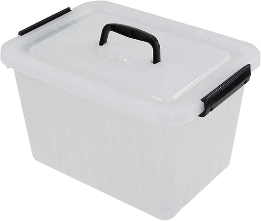 Ramddy 12 Quart Clear Storage Box with Lid and Black Latches, 1 Pack