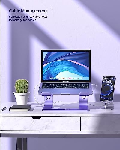 Nulaxy Full Aluminum Laptop Stand, Stable Support to 22 lbs, Purple