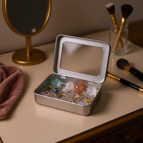 24 Pack Metal Storage Organizer Tins, Silver, 4.5 x 3.3 x 0.87 inches