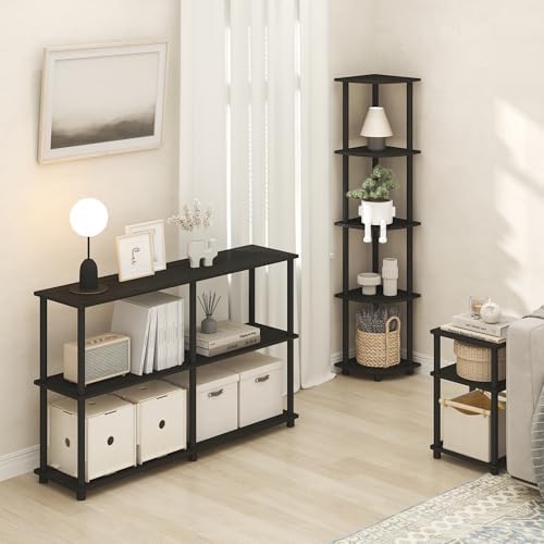 Furinno Turn-N-Tube Corner Shelf, 5-Tier Corner Bookshelf, Open Storage Shelves, for Organization and Storage, Living Ro