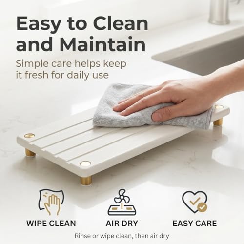 Razborci Instant Dry Sink Caddy Kitchen Sink Organizer, Quick Drying Stone Tray Diatomite Sponge Holder Soap Dish, Bathr