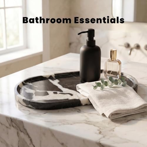 11.8 x 5.9 Inch Black White Veined Oval Marble Tray