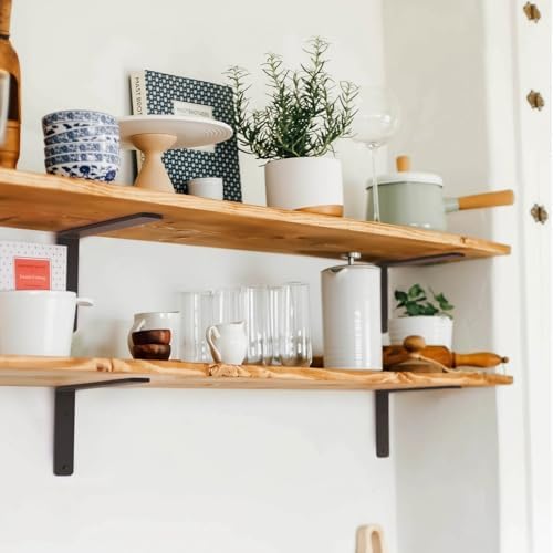 6 Pack 4 Inch Floating L Shelf Brackets for DIY, 1/5 Inch Thick, Black