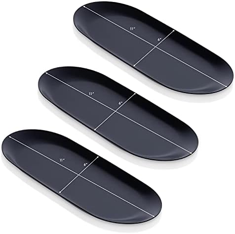 Black Stainless Steel Tray Set of 3, 11 Inch Large, Matte Finish