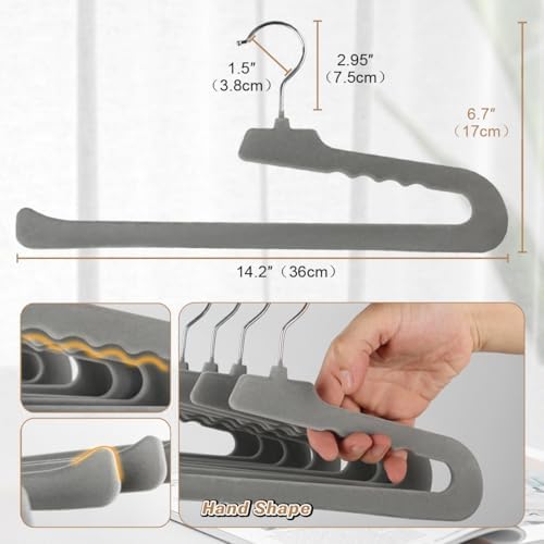 Velvet Pant Hangers Open End,8 Pack Non Slip Black Felt Trouser Hangers