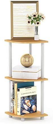 Furinno TURN-N-TUBE Corner Shelf, 3-Tier Corner Bookshelf, Display Storage Shelves with Open Shelves, for Organization a