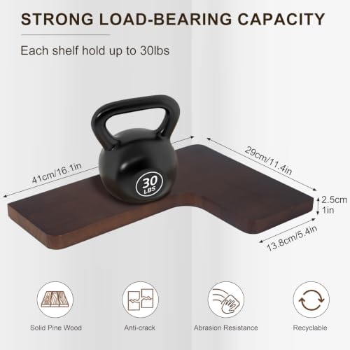 Floating Corner Shelves Solid Pinewood Wall Mounted Shelf