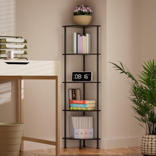 5-Tier Corner Shelf Stand, 52" Industrial Corner Display Rack for Living Room, Bookshelf, Tall Display Shelf, Plant Stan