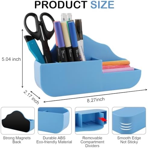 KITANIS Magnetic Pen Holder,3 Compartments Magnetic Dry Erase Marker Holder,Extra Strong Magnet Storage Marker Pen Pencil Organizer for Refrigerator,Whiteboard,Locker Accessories(Cloud Style)