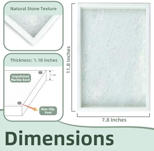 Yew & Tulip Natural Marble Vanity Tray, Luxury Stone with Light Green Textures Serving Tray for Bathroom, Kitchen, Vanit
