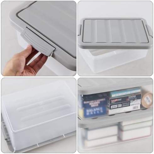 Wekioger 14 Quart Home Latch Storage Container Bin with Grey Lid, 2 Packs