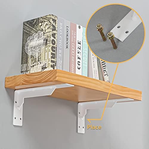 Countertop Support Brackets Heavy Duty, 10" x 6" Max Load 348 lb 5 mm Thick Iron Industrial Shelf Brackets, White Metal 