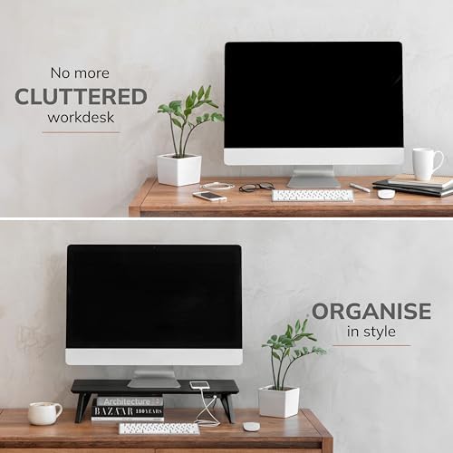 Anji Mountain Monitor Stand for Desk - Desktop Organizer & Laptop Riser, Ergonomic Monitor Riser, Space-Saving, Durable,